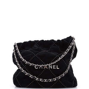 Chanel Small 22 Chain Hobo Quilted Studded Suede